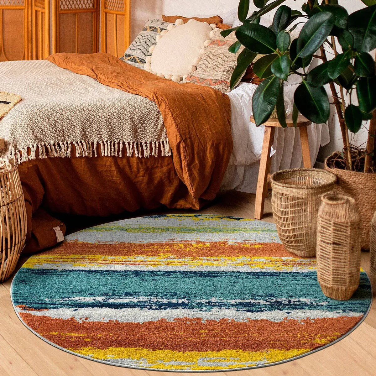 MODA ALFOMBRAS - Alfombra Redonda Florida Verde 160 X 160 Cm