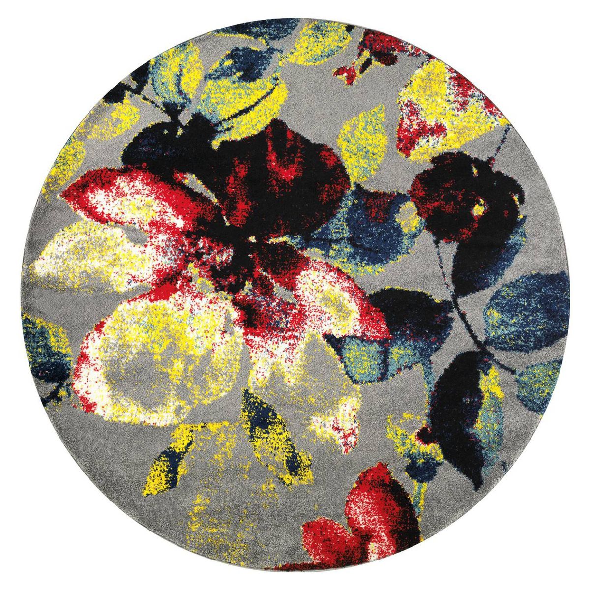 MODA ALFOMBRAS - Alfombra Redonda Florida Gris 160 X 160 CM