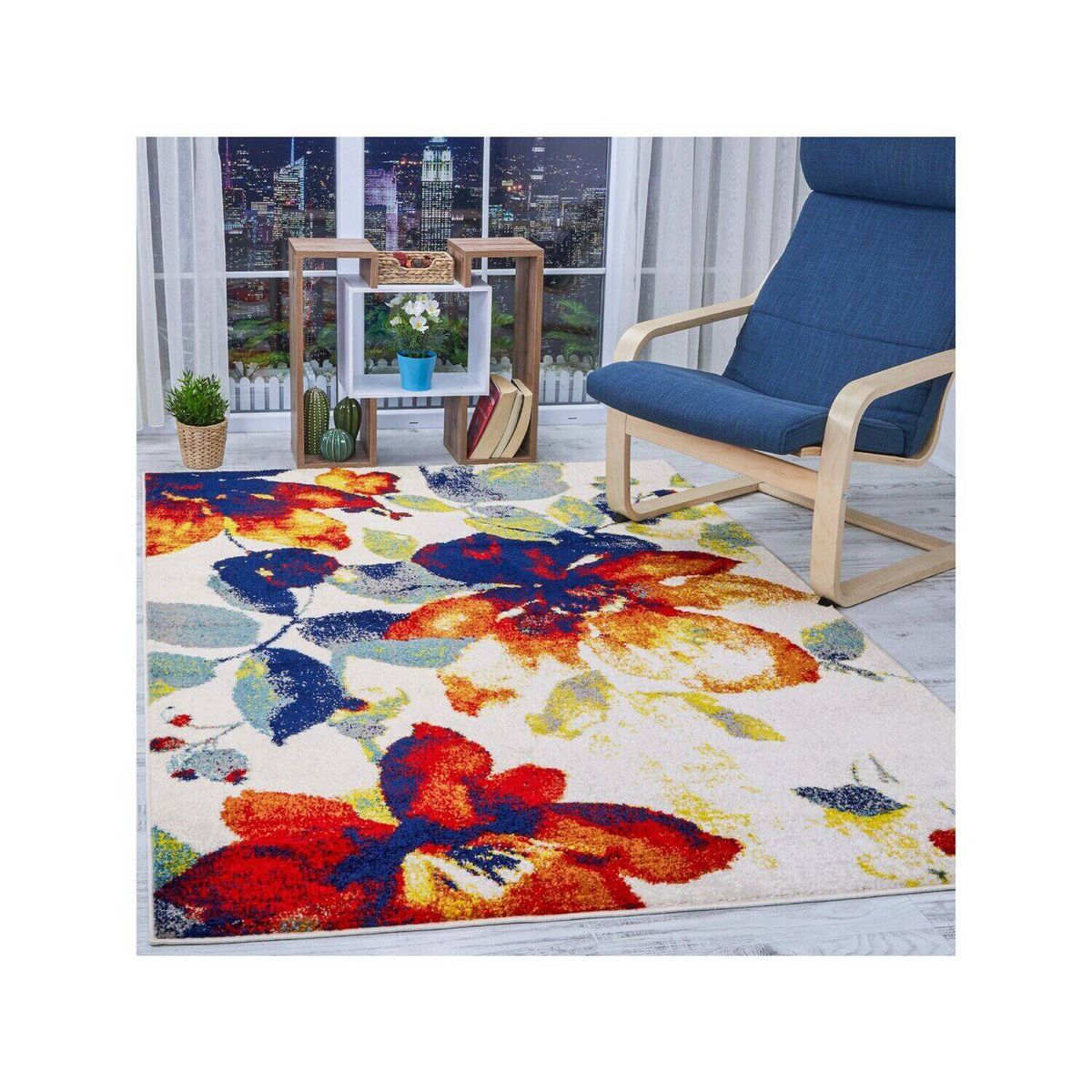 MODA ALFOMBRAS - Alfombra Florida Blanco 160 X 210 CM