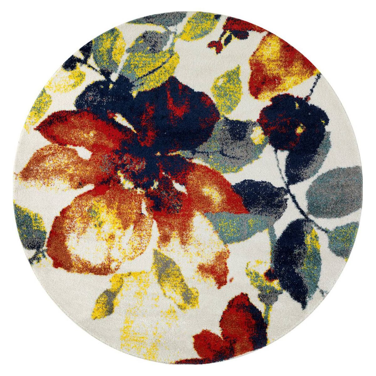 MODA ALFOMBRAS - Alfombra  Redonda Florida Blanco 160 X 160 CM