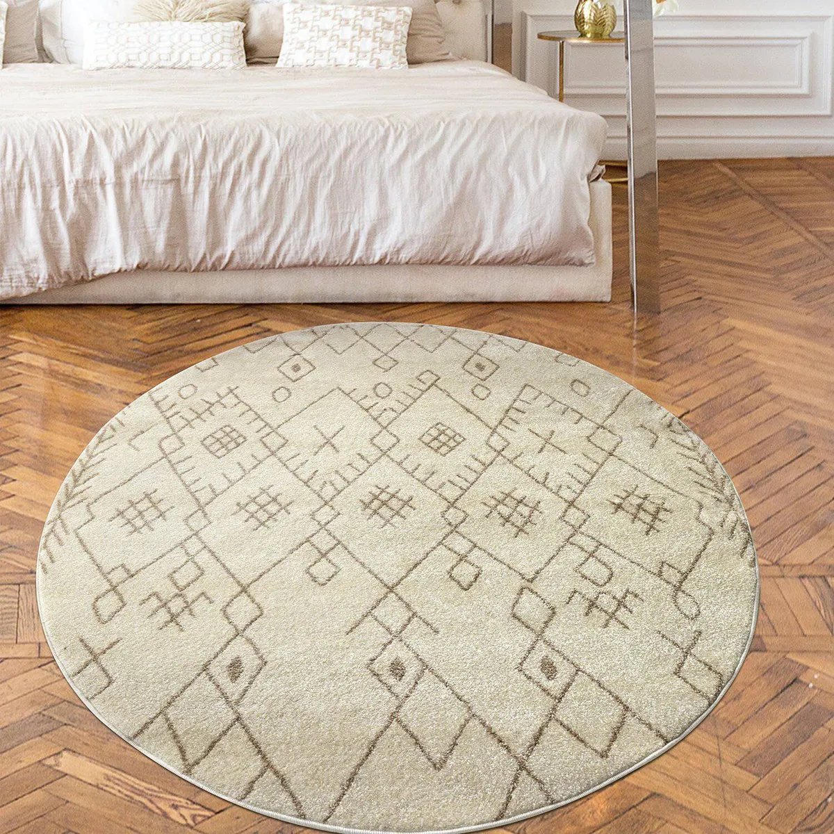 MODA ALFOMBRAS - Alfombra Redonda Florida Beige 160 X 160 CM