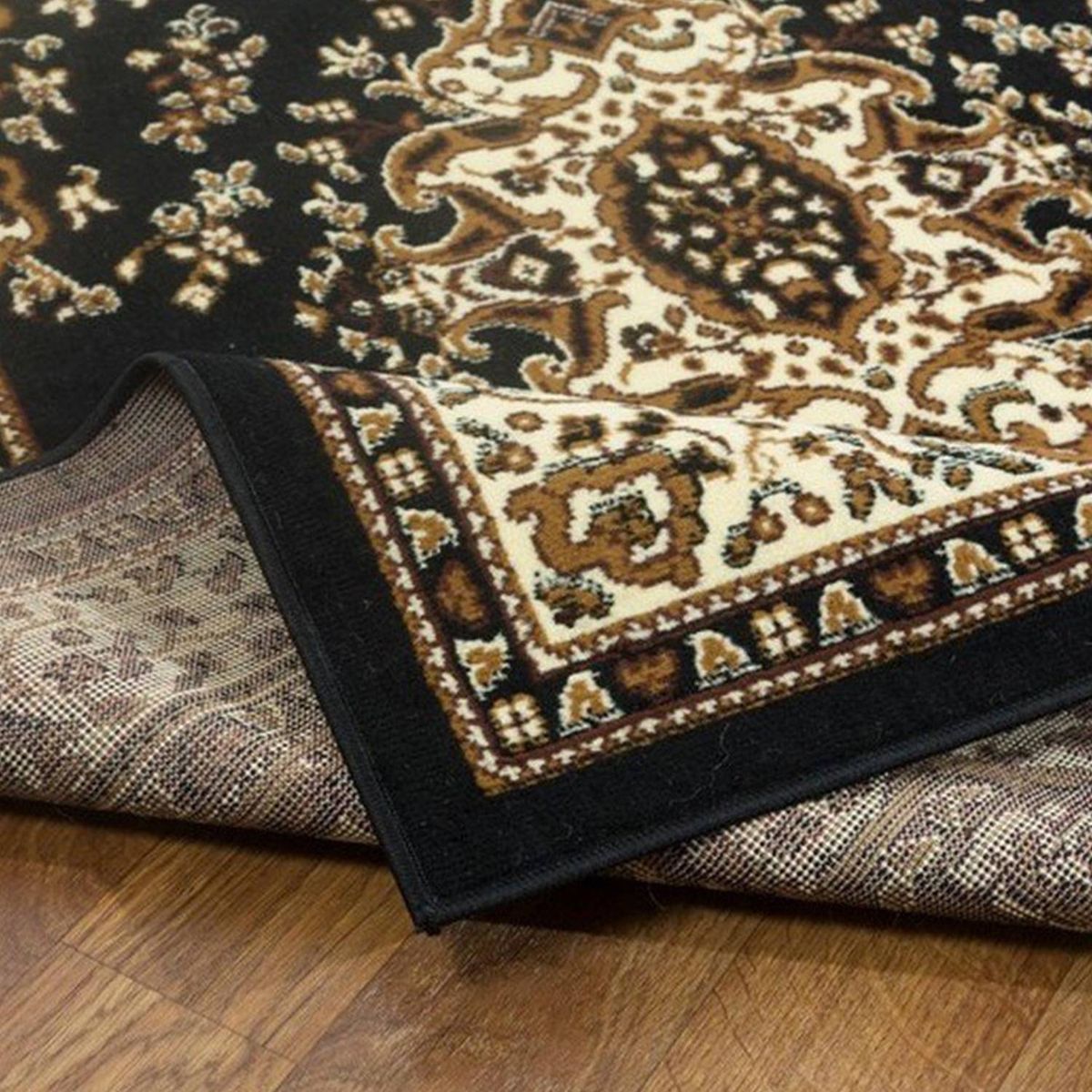 MODA ALFOMBRAS - ALFOMBRA KASHAN KING NEGRA 153 cm * 213 cm