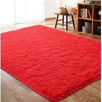 Alfombra peluda tipo Shaggy 240cm x 200cm Rojo