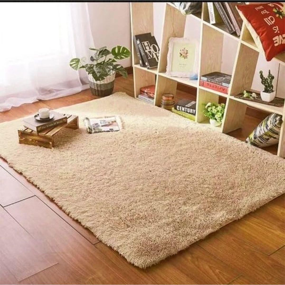 GENERICO - Alfombra peluda tipo Shaggy 240cm x 200cm Beige