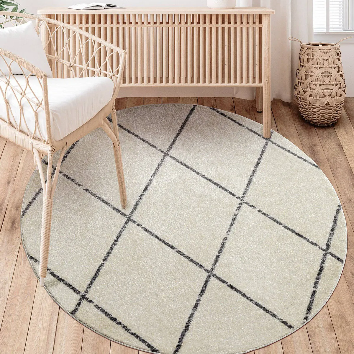 MODA ALFOMBRAS - ALFOMBRA REDONDA FLORIDA BLANCA 240X240