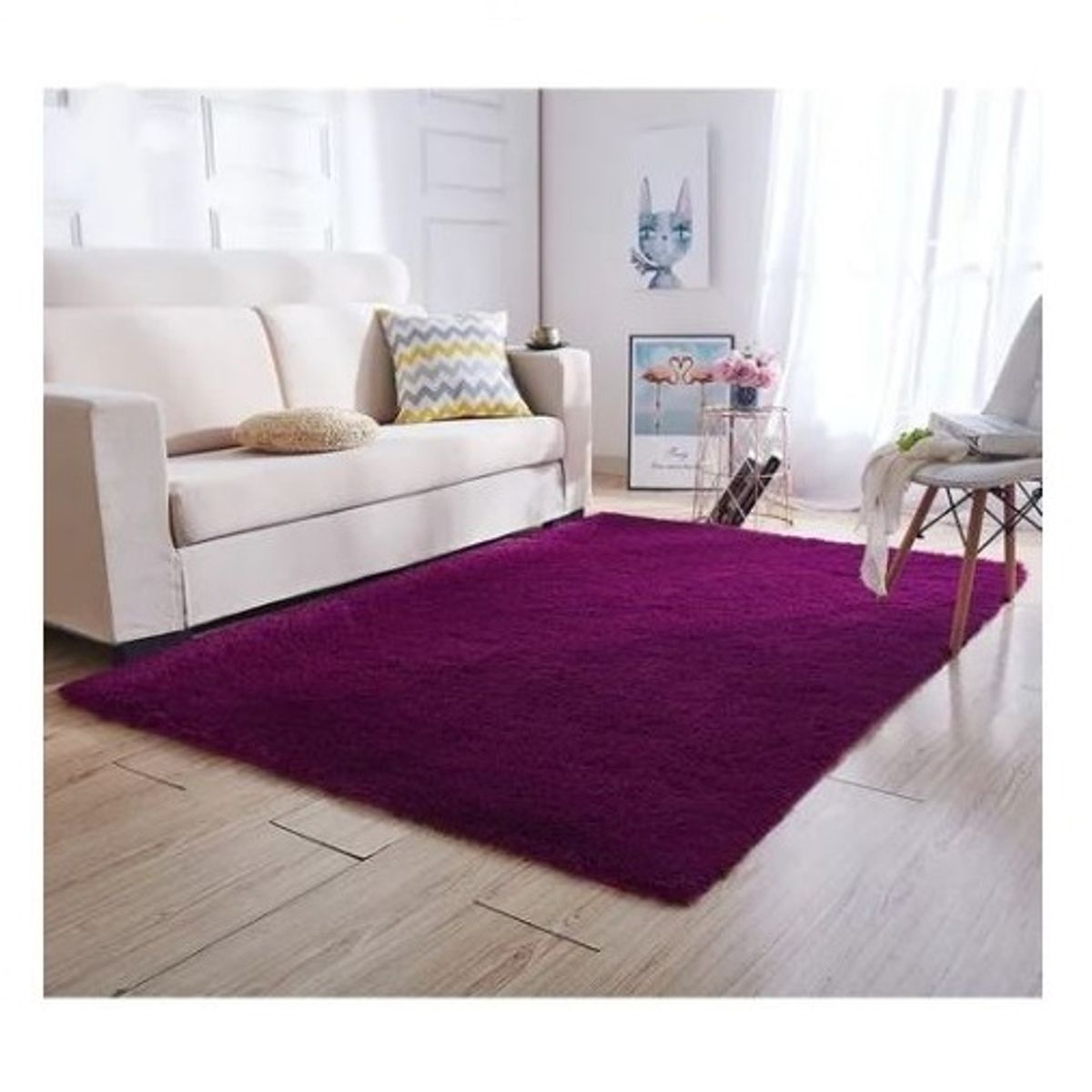 GENERICO - Alfombra peluda tipo Shaggy 240cm x 200cm Morado