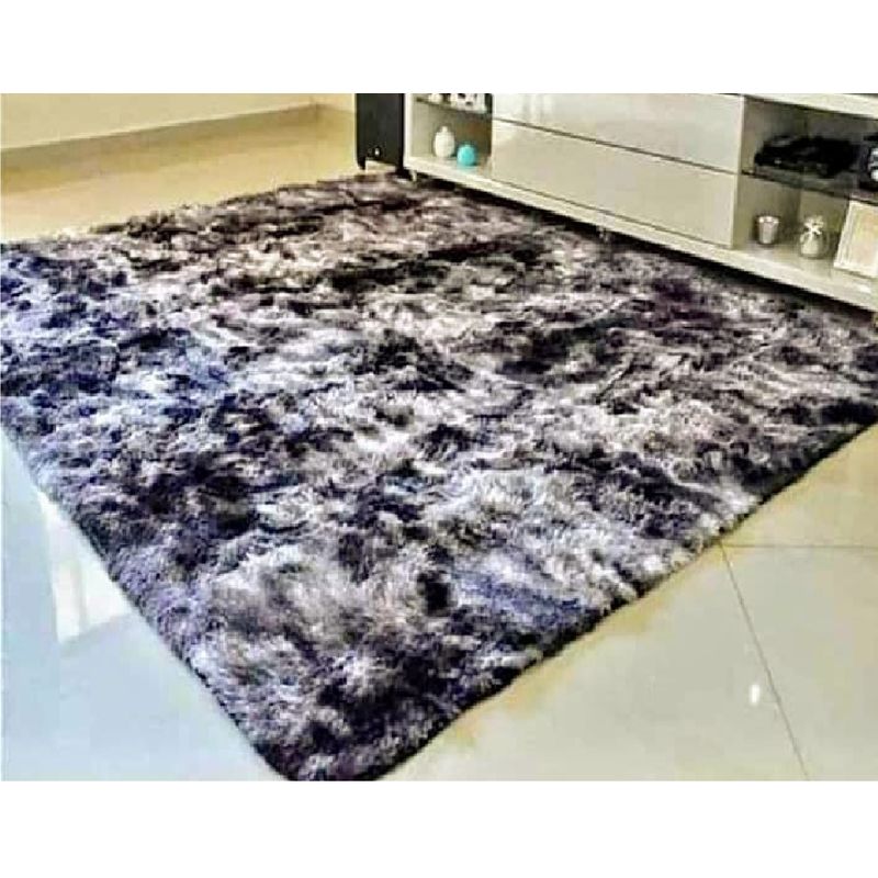 GENERICO - Alfombra peluda tipo Shaggy 240cm x 200cm Negro Jaspeado