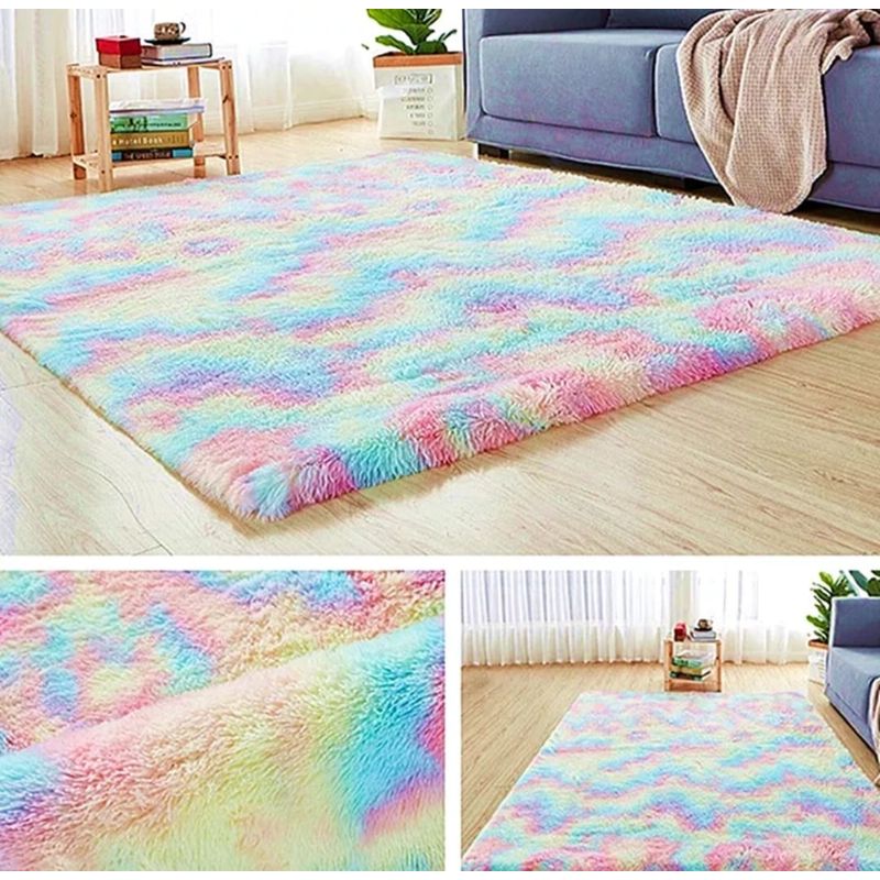 GENERICO - Alfombra peluda tipo Shaggy 180cm x 200cm Fucsia Arcoiris