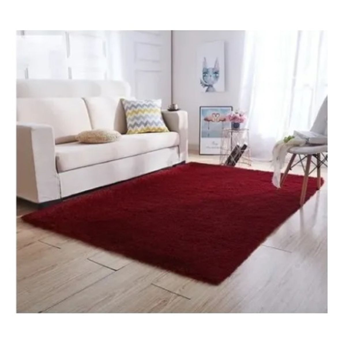 GENERICO - Alfombra peluda tipo Shaggy 180cm x 200cm Burdeo