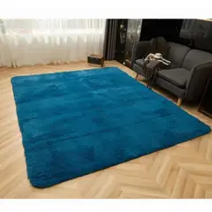 GENERICO - Alfombra peluda tipo Shaggy 240cm x 200cm Azul petroleo
