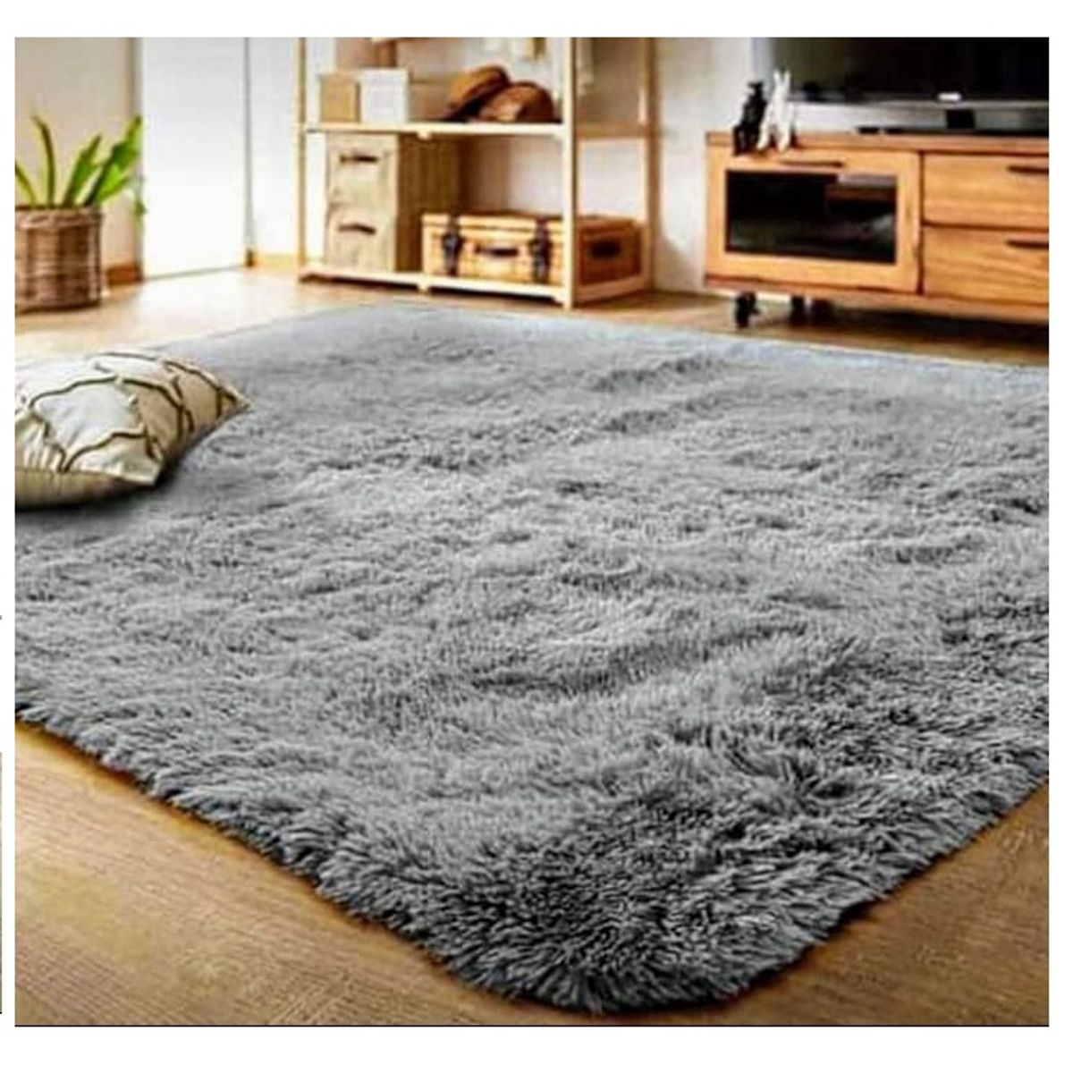 GENERICO - Alfombra peluda tipo Shaggy 180cm x 200cm Gris