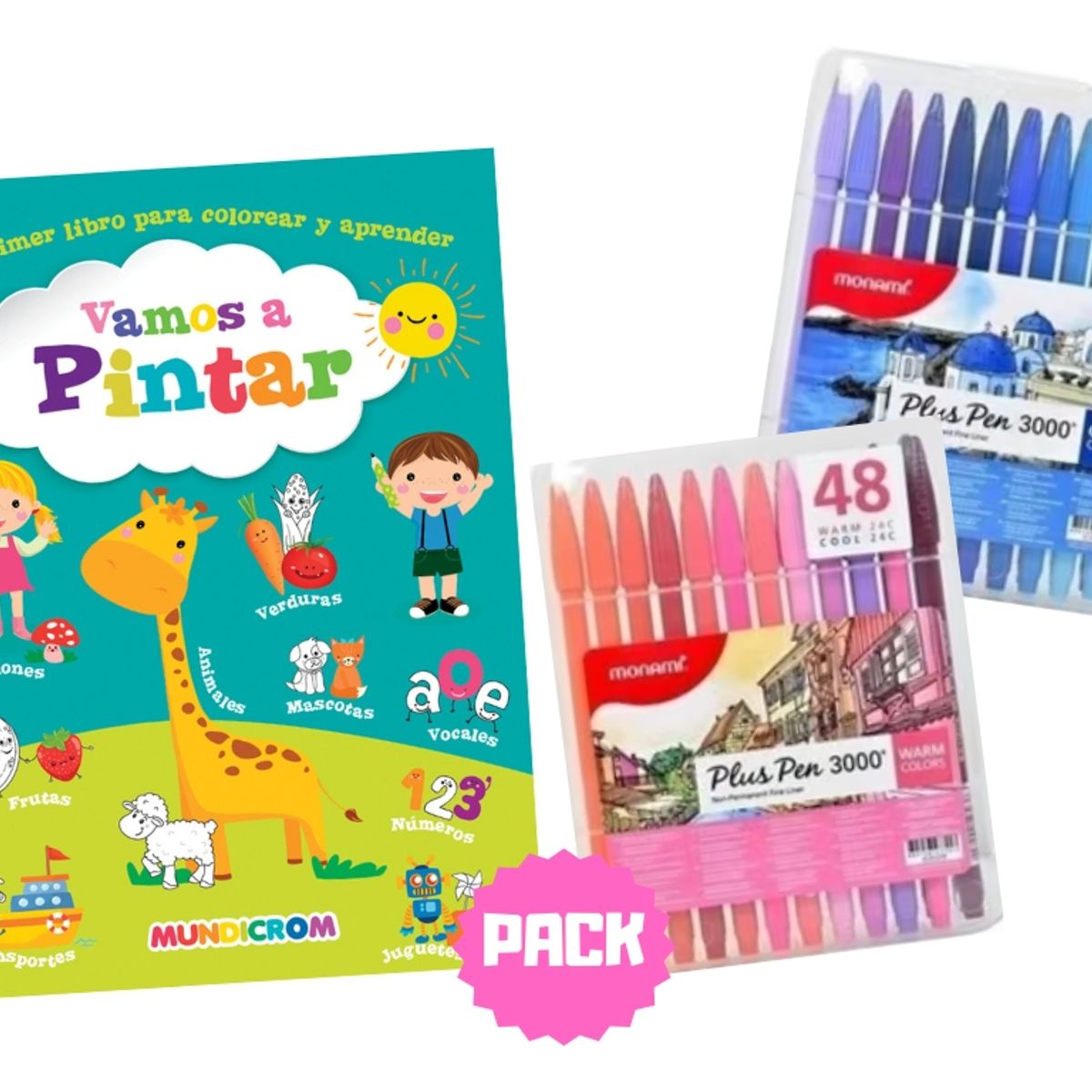 MUNDICROM - Pack 48 Lápices MONAMI + Libro Vamos a Pintar