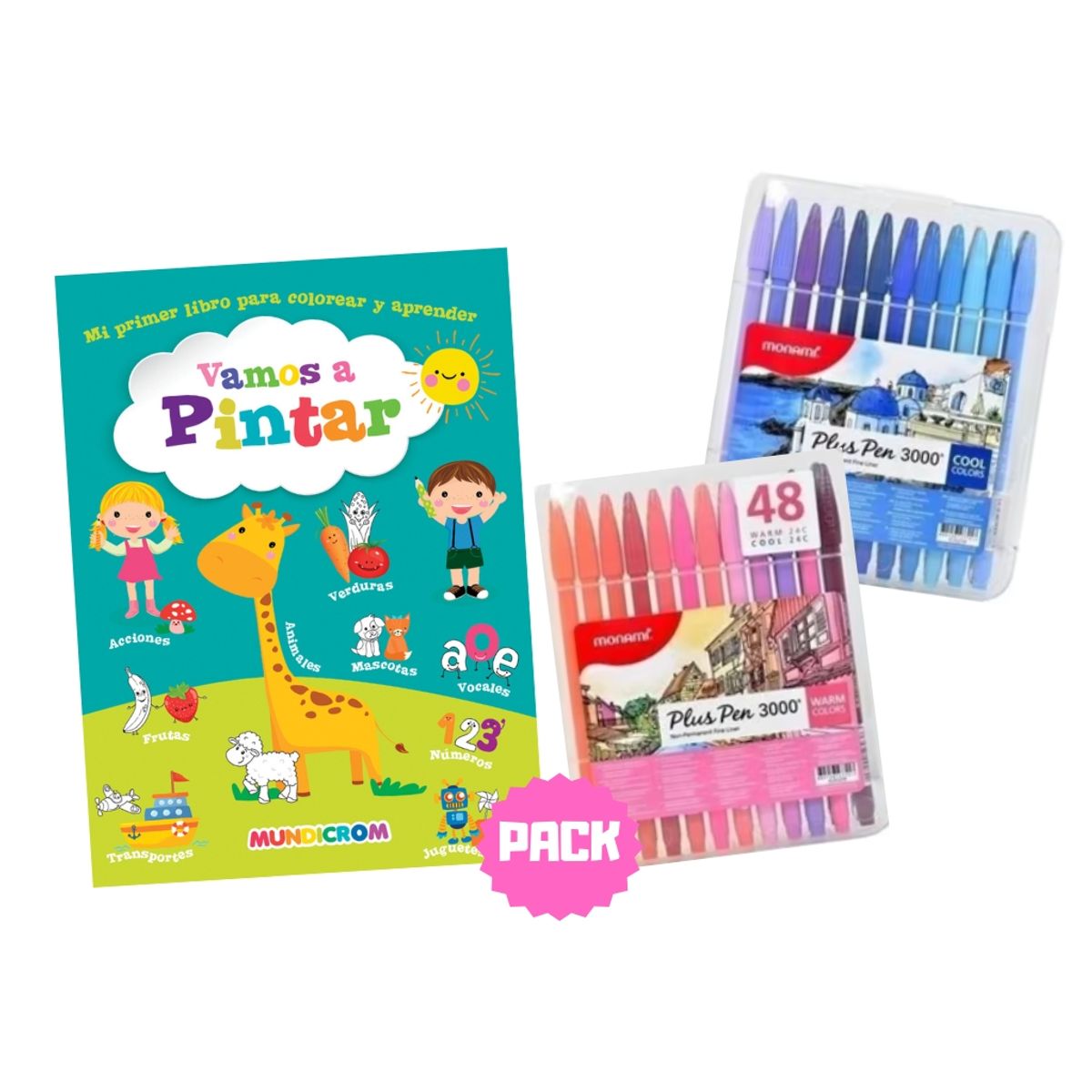 MUNDICROM - Pack 48 Lápices MONAMI + Libro Vamos a Pintar