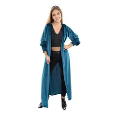 MARIA PASKARO - Tapado Kimono Santini Turquesa Terciopelo