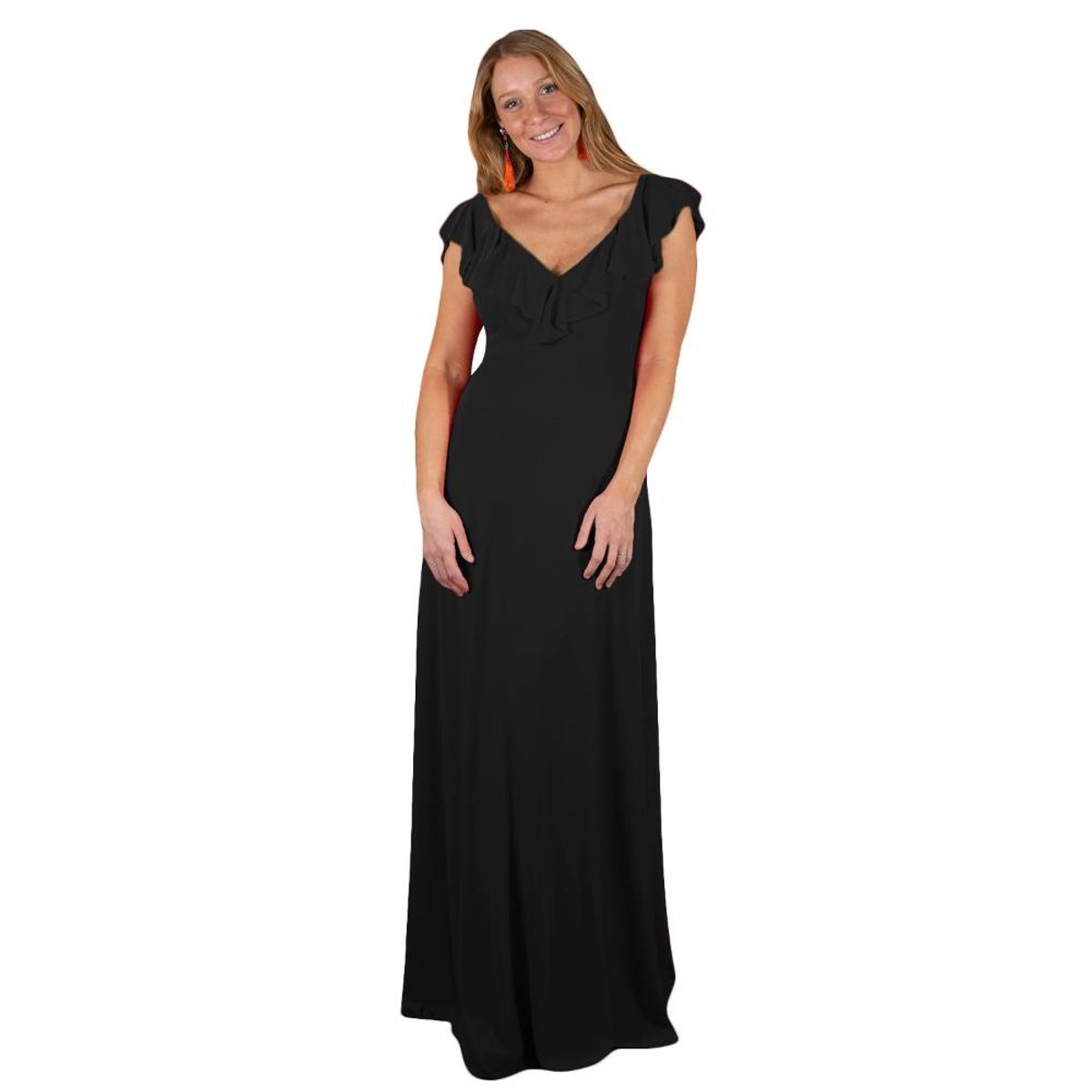 MARIA PASKARO - Vestido Largo Marken Negro Lycra Vuelos Maria Paskaro - Negro