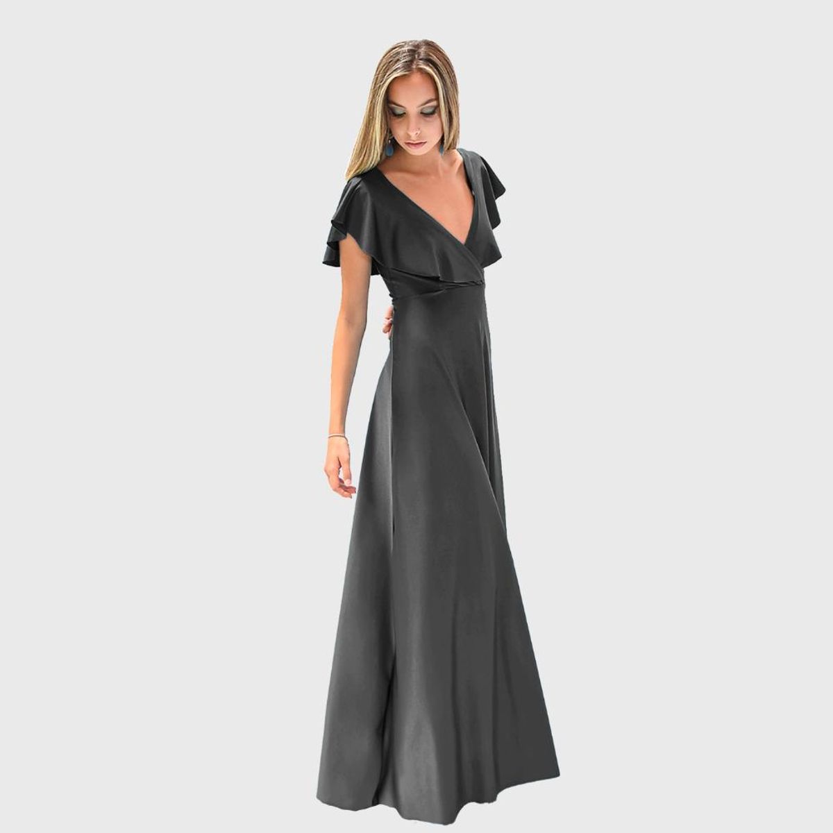 MARIA PASKARO - Vestido Largo Marken Negro Lycra Vuelos Maria Paskaro - Negro