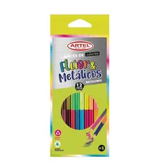 ARTEL - Estuche 12 lápices bicolores Fluor y Metálicos