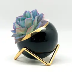 SORENTO - Maceta Negra Minimalista Con Pedestal