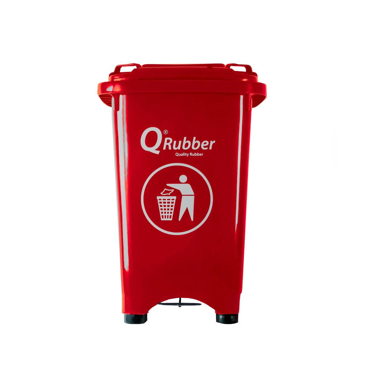QRUBBER - Basurero Contenedor Basura 50 lts. con pedal rojo QRubber