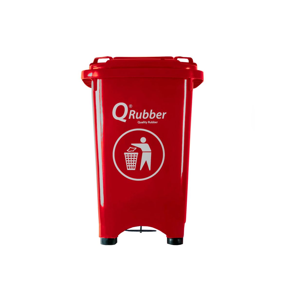 QRUBBER - Basurero Contenedor Basura 50 lts. con pedal rojo QRubber