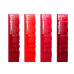 MAYBELLINE - 4 Labiales Superstay Vinyl Ink Rojos Hasta 16H