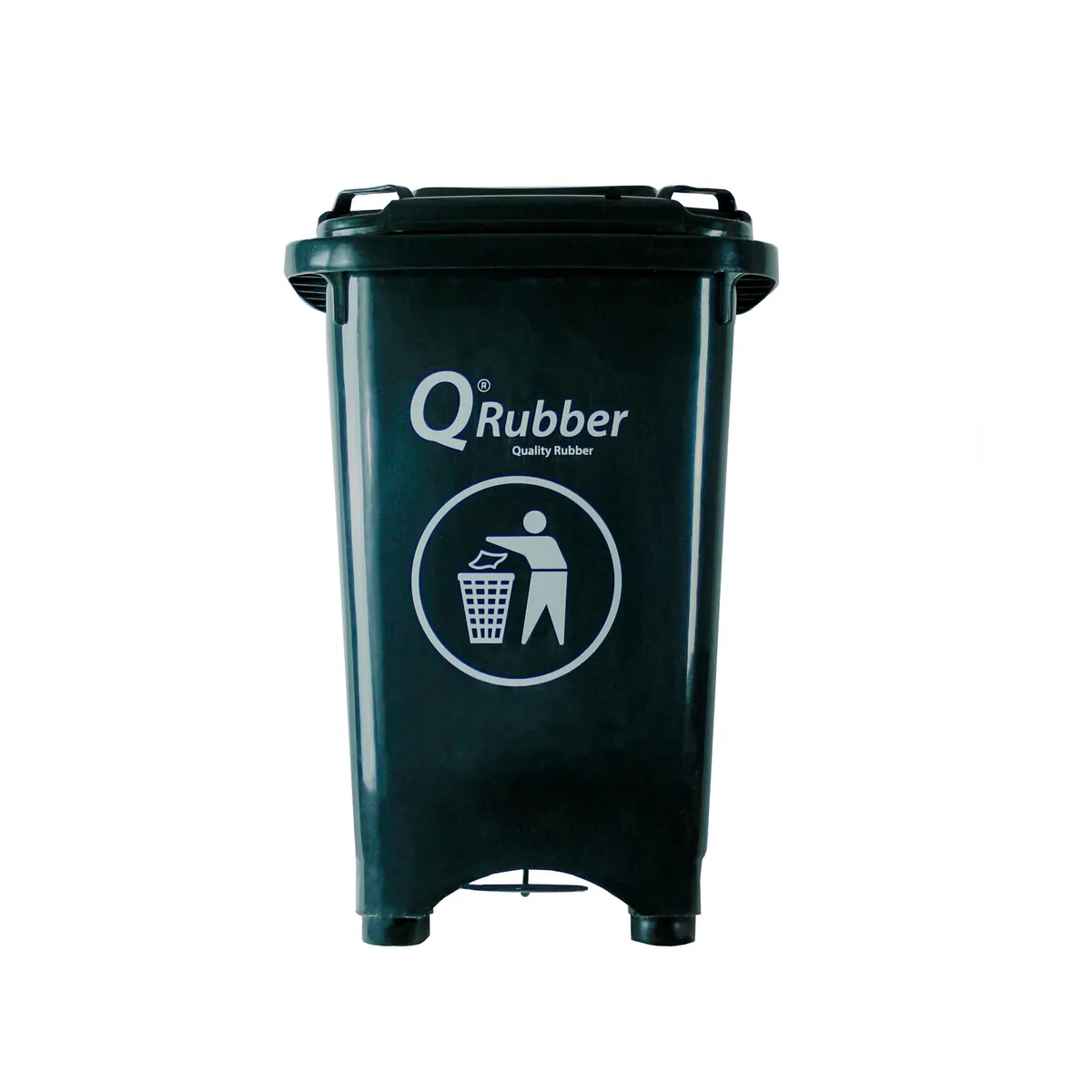QRUBBER - Basurero Contenedor Basura 50 lts. con pedal gris QRubber