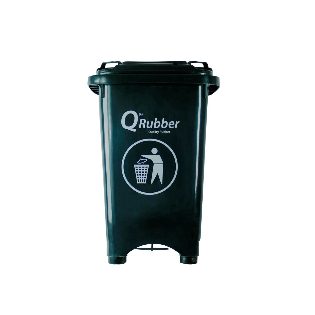 QRUBBER - Basurero Contenedor Basura 50 lts. con pedal gris QRubber
