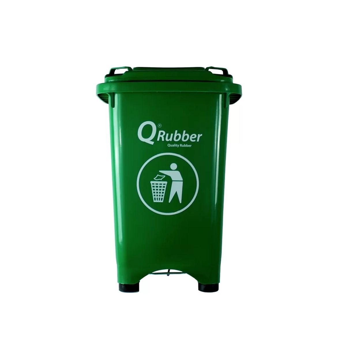 QRUBBER - Basurero Contenedor Basura 50 lts verde con pedal QRubber