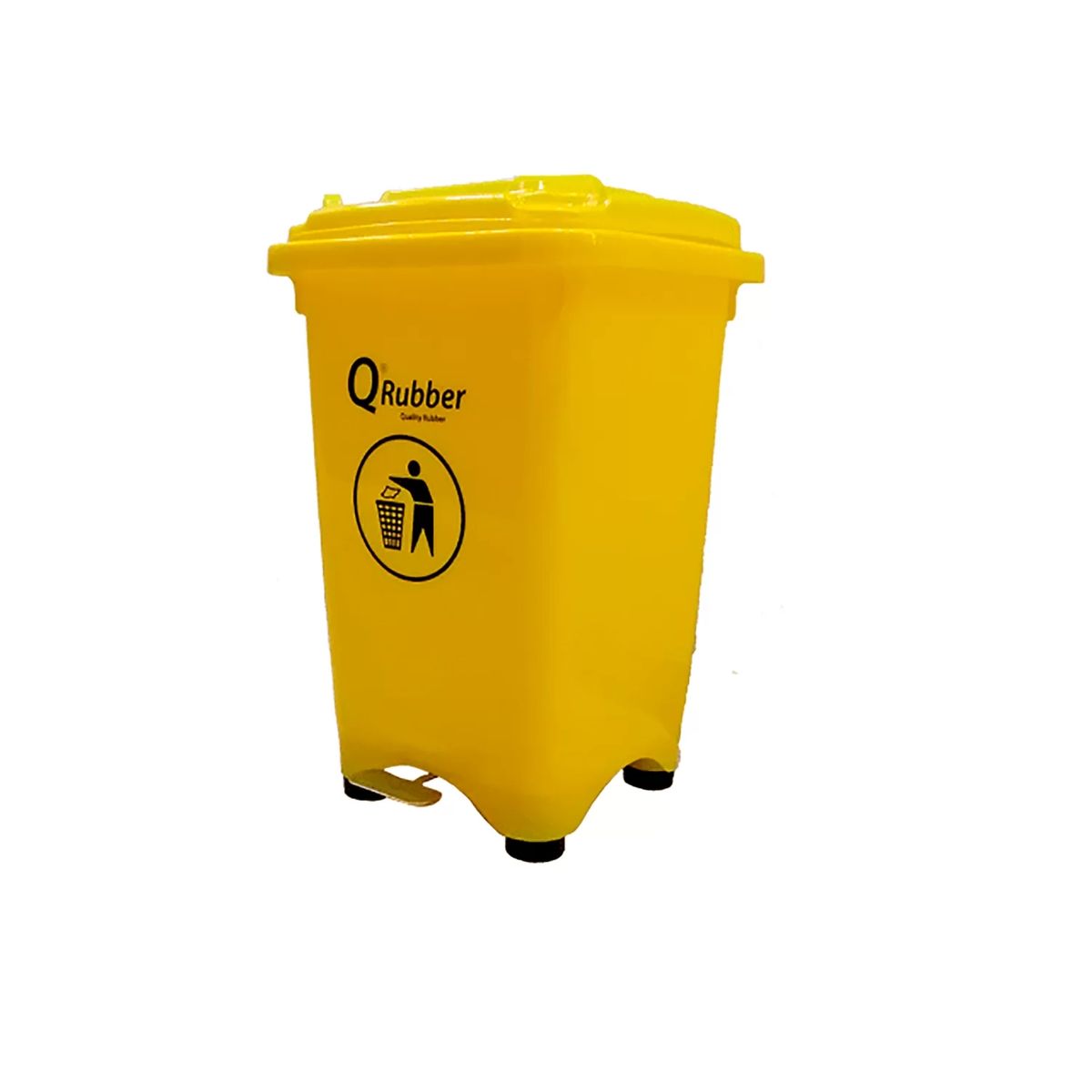 QRUBBER - Contenedor de Basura 50 lts. con pedal amarillo QRubber