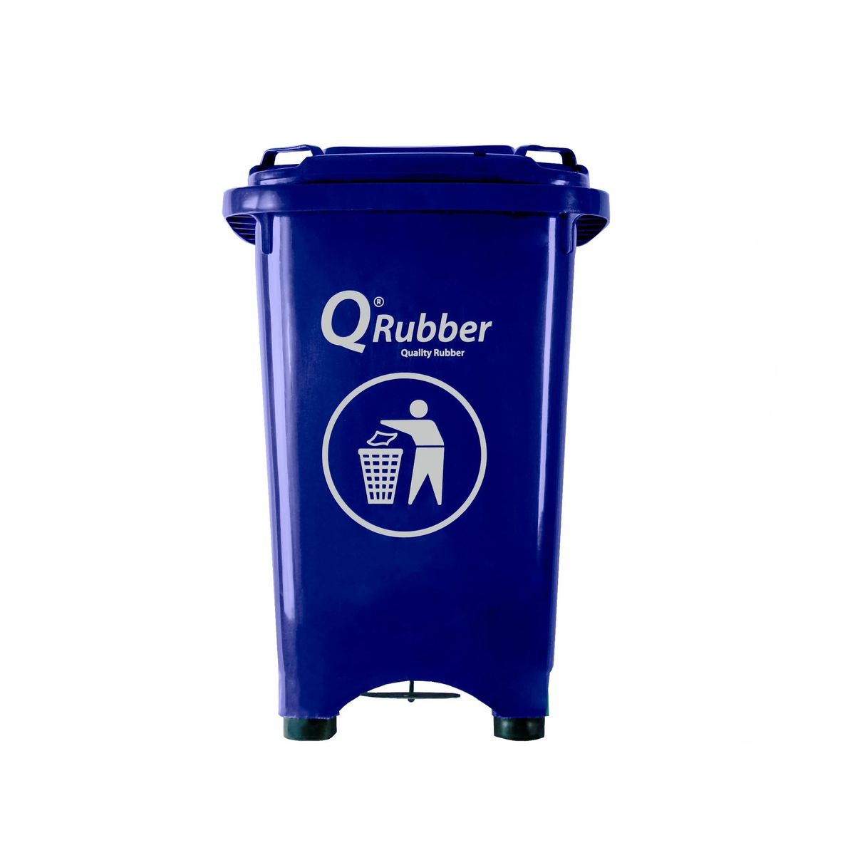 QRUBBER - Basurero Contenedor Basura 50 lts. con pedal azul QRubber