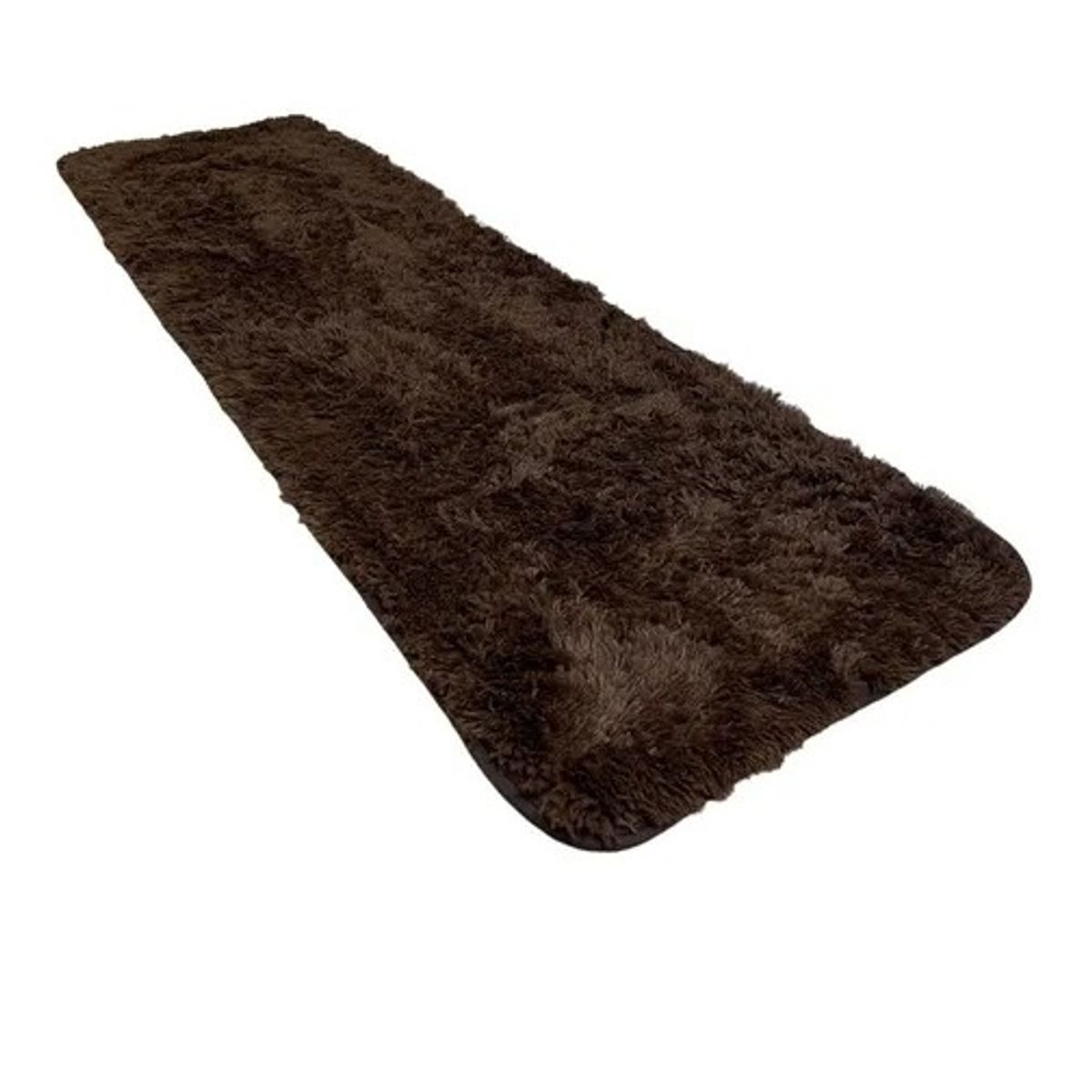 GENERICO - Alfombra Pasillo Bajada de cama Tipo Shaggy - 50cmx180cm - Cafe