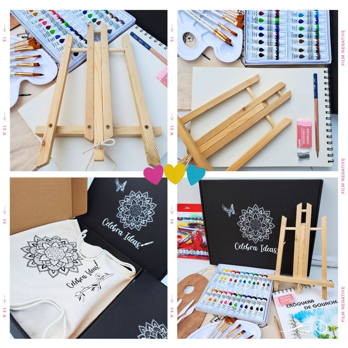 GENERICO - Set de Arte Pintura Gouache 44 Piezas - Kit atril 24 colores