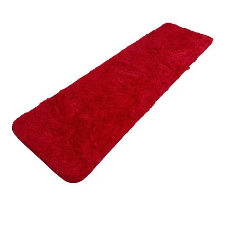 GENERICO - Alfombra Pasillo Bajada de cama Tipo Shaggy - 50cmx180cm - Roja