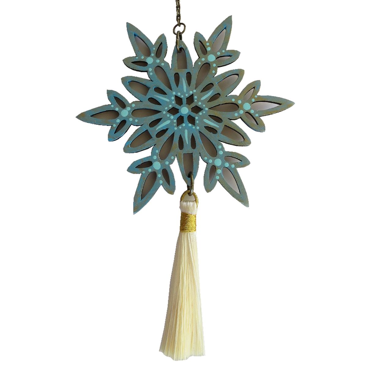 CREA TALLER - Colgante móvil mandala puntas celeste