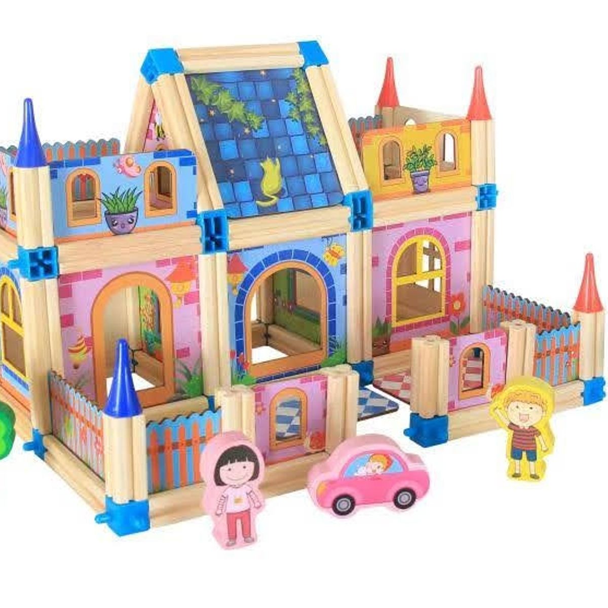 TODODESCUENTO - Castillo Armable Bloques Madera  Juguete Niño Regalo