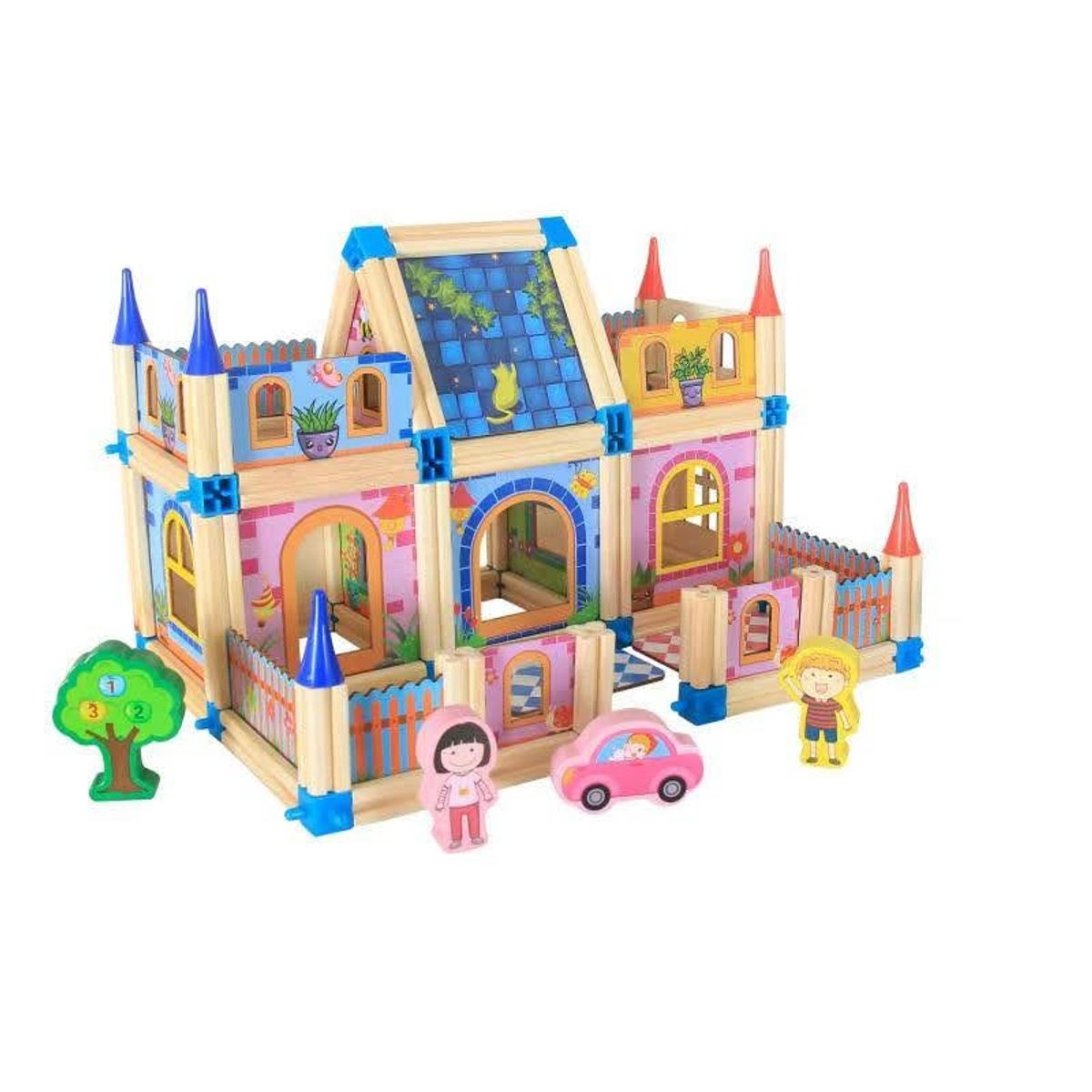 TODODESCUENTO - Castillo Armable Bloques Madera  Juguete Niño Regalo