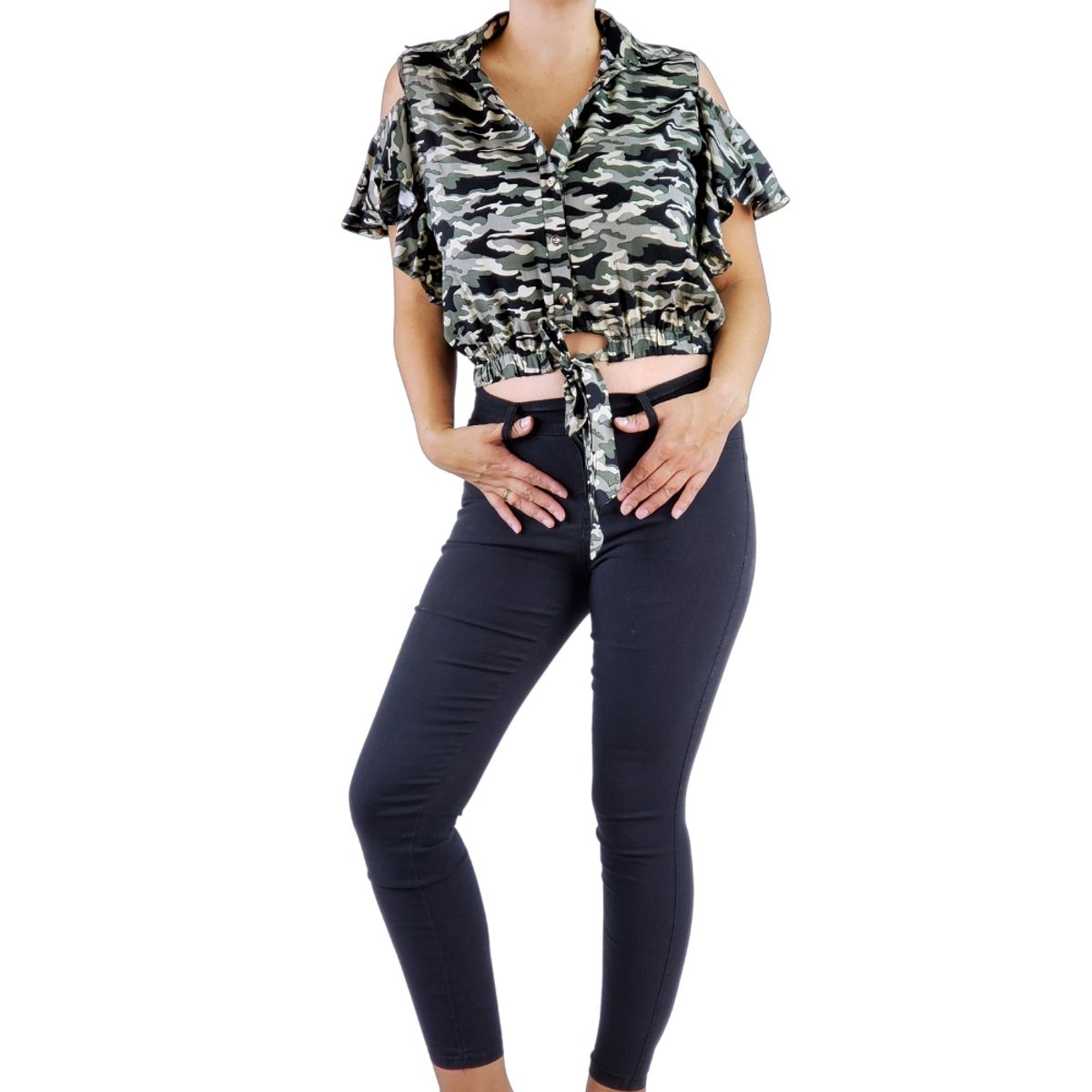 LOOK SHOP - Blusa Militar Liviana Polera Mujer. Ancha. Corta 024