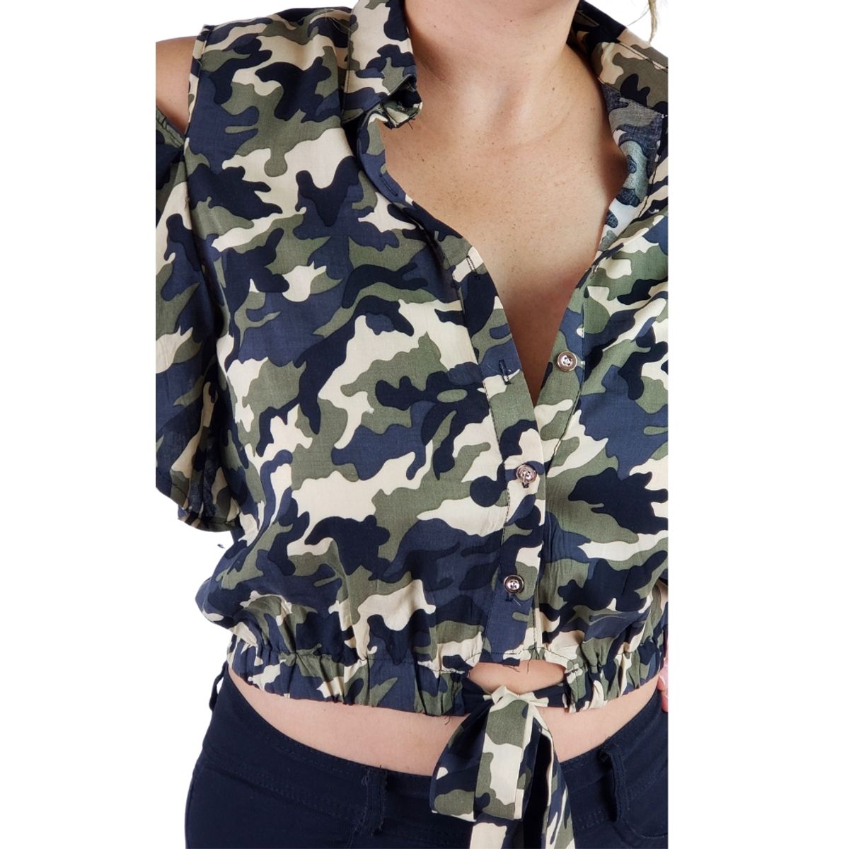 LOOK SHOP - Blusa Militar Liviana Polera Mujer. Ancha. Corta 024