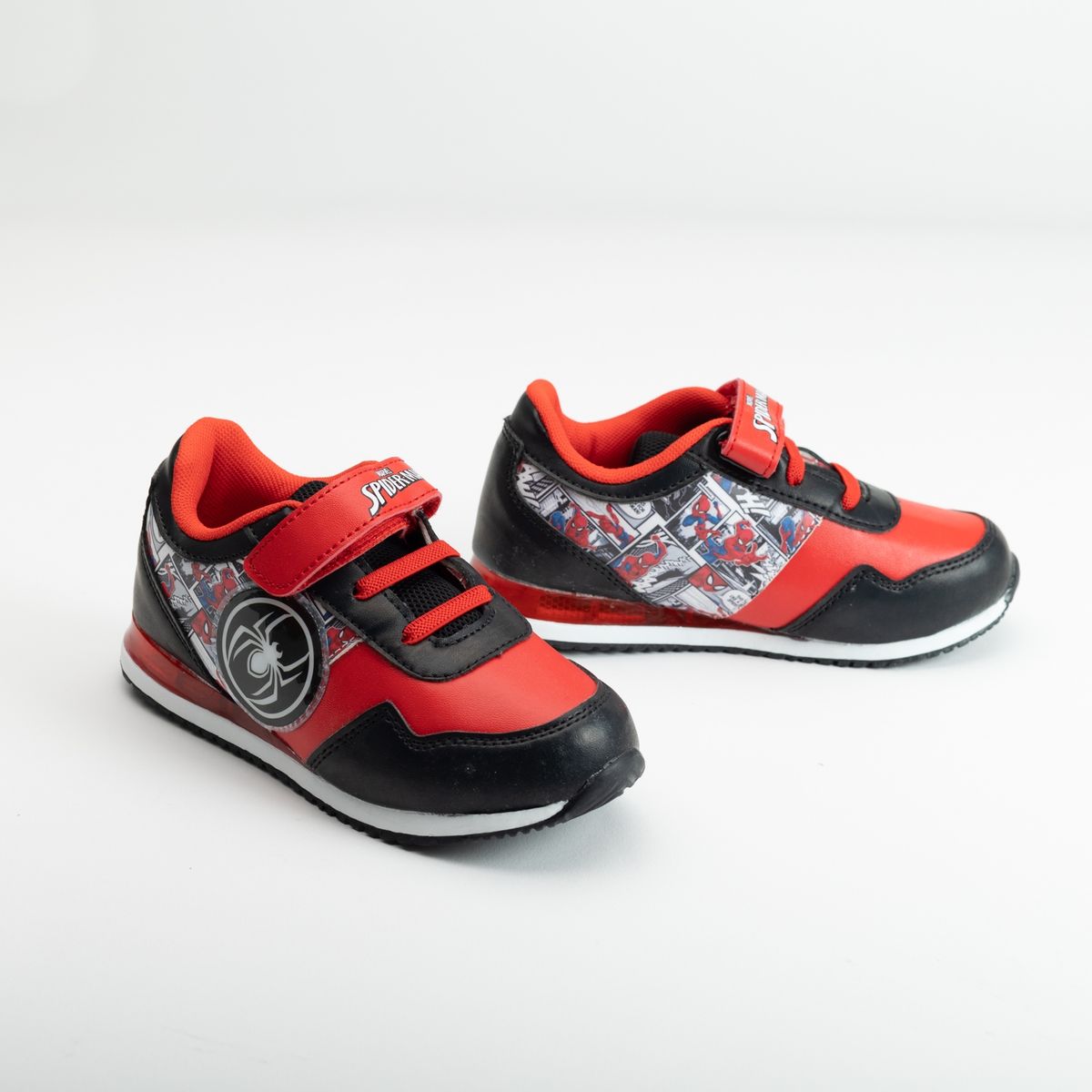 MARVEL - Zapatilla Luces Niño Spiderman White Spider Negro Marvel