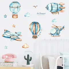 MY MOMI - Aviones y globos niños 2 x (90x30cm) - Vinilo sticker pared