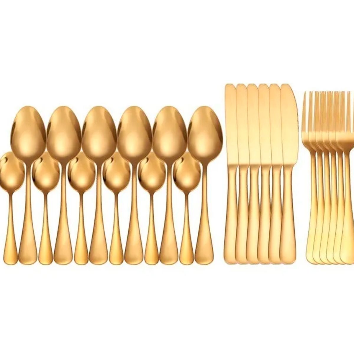 GENERICO - Set De Servicios Acero Inoxidable Dorado 24 Pzs