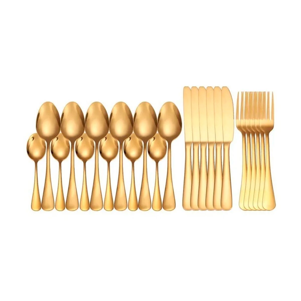 GENERICO - Set De Servicios Acero Inoxidable Dorado 24 Pzs