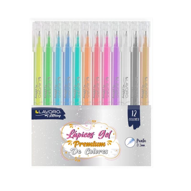 LAVORO - Lápices Gel roll premium 12 colores