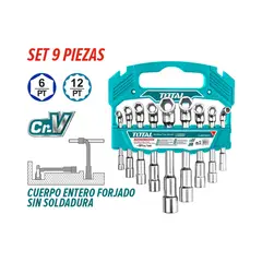 TOTAL TOOLS - Juego de Dados en Forma de L 9 Piezas Industrial TOTAL