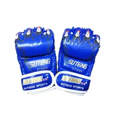 ESHOPANGIE - Guantes Boxeo Lucha De Medio Dedo Para Entrenamiento Azul