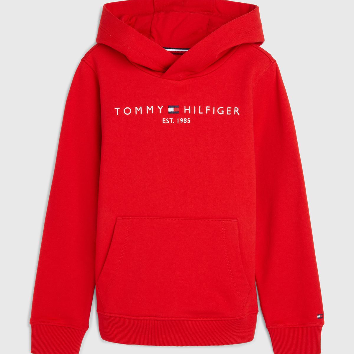 TOMMY HILFIGER - Polerón Unisex Hoodie Essential Con Logo Rojo Tommy Hilfiger