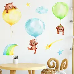 MY MOMI - Osos y globos en acuarela - Vinilo sticker pared