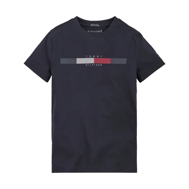 TOMMY HILFIGER - Polera Logo Stripe Azul Tommy Hilfiger