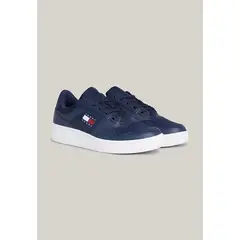 TOMMY HILFIGER - Zapatillas Sport Retro De Cuero Azul Hombre