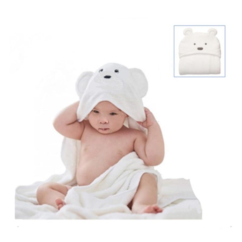 KIVARA - Toalla Bebe Con Capucha Oso Blanco
